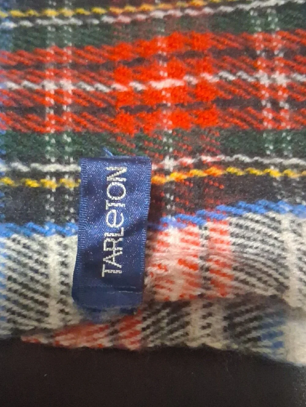 Vintage Tarleton Tartan Plaid Fringe Scarf - Red Green White